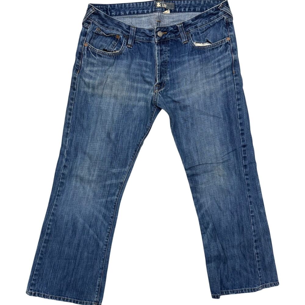 H&M &Denim 36X30 Fit LAD Straight Leg Jeans Distressed Midrise Grunge Streetwear